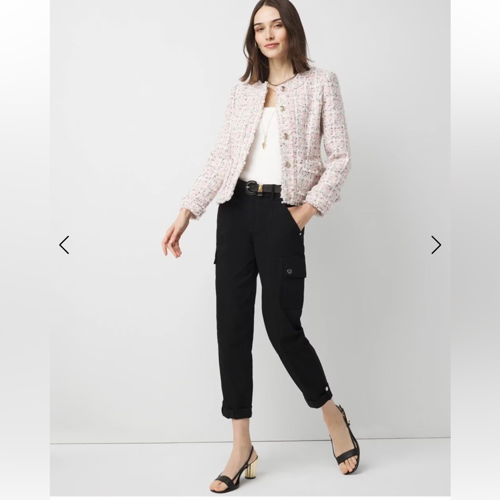 $200 WHBM  Shimmery Womens Pink Tweed Jacket size 14 NEW - Picture 2 of 15